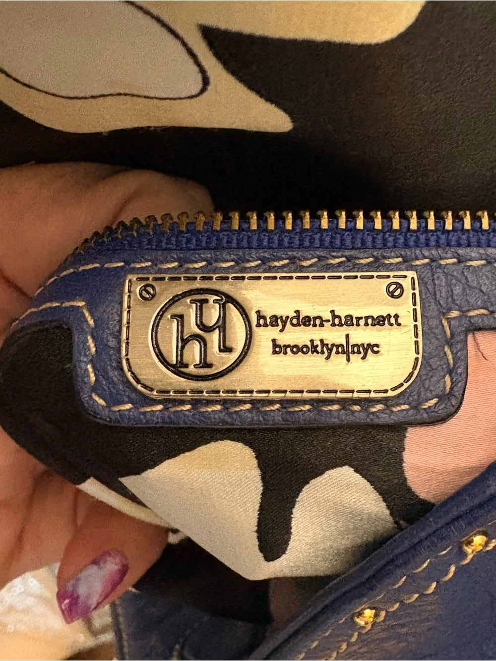 Hayden-Harnett Ana Cobalt Blue Pebbled Leather Oversized Hobo Bag Y2K